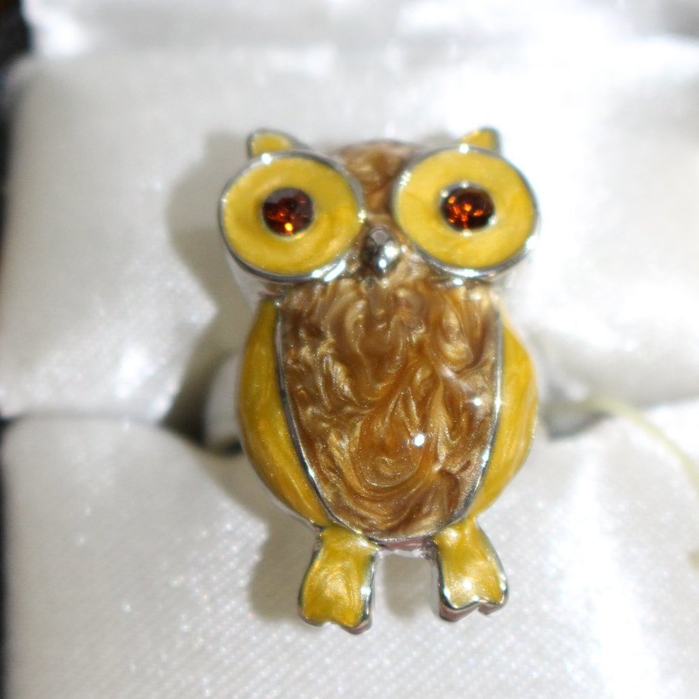 NWT Owl Ring Multi Colored and Materials by City Rox Sz 8 Vintage 1990's Kohl's
